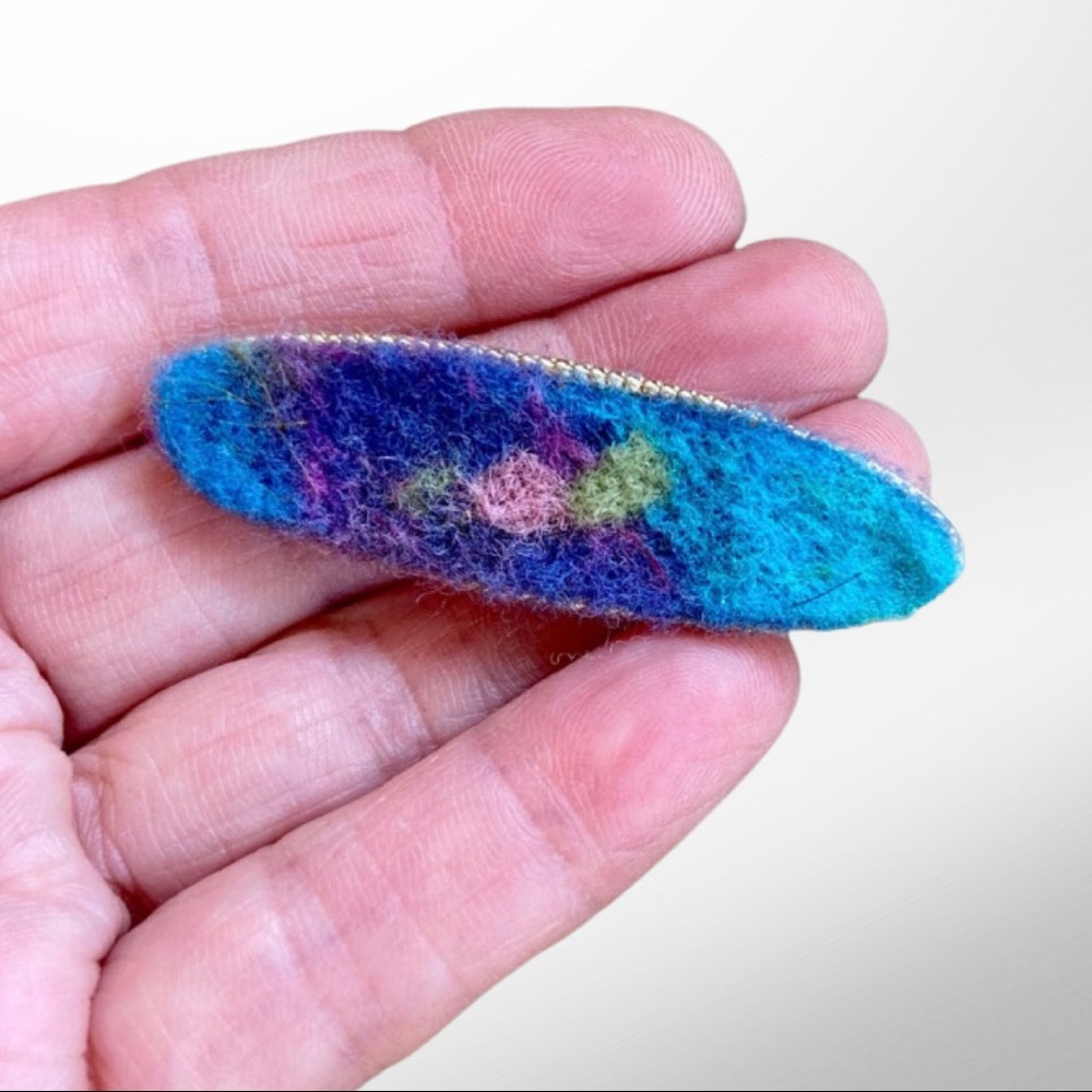 Handmade Bar Pin Needle Felted Fiber Art Brooch